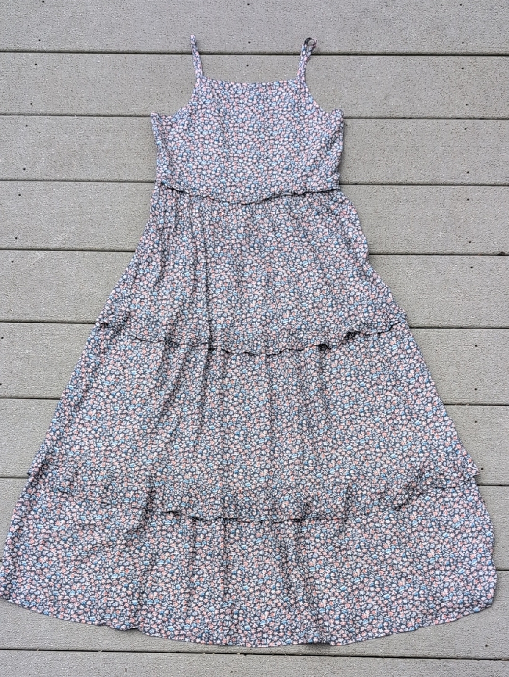 Cat & Jack Girls' Spaghetti-Strap Floral Tiered Maxi Dress Girls Large (10/12)